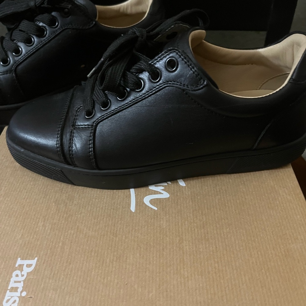 All Black red bottom sneakers preloved